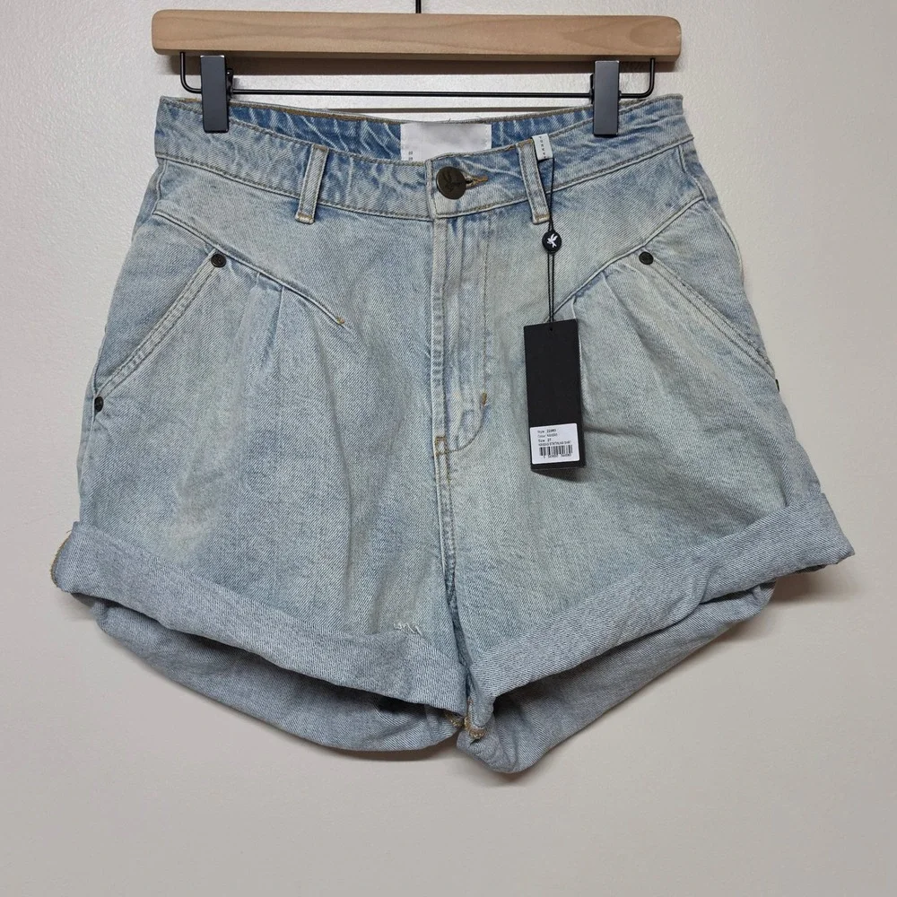 OneTeaspoon Street Walker Denim Shorts Kansas Light Wash High Waisted Sz 27‎ NWT